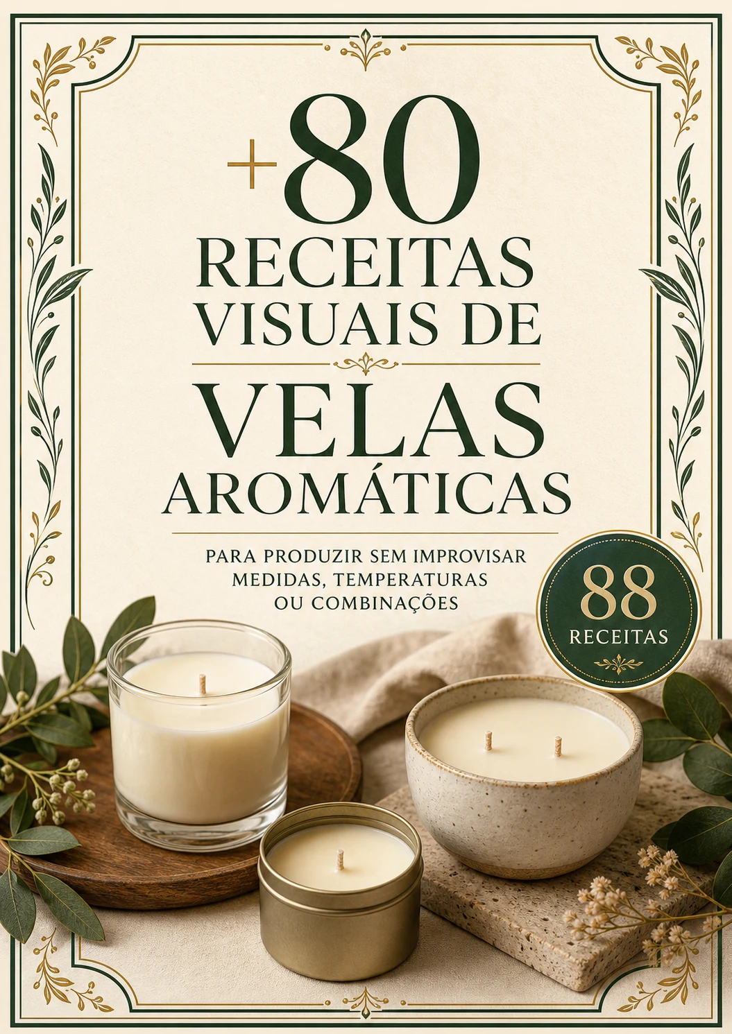 Capa do Catálogo de Velas Aromáticas com 88 receitas visuais