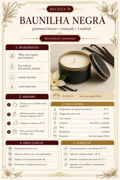 Ficha real da receita Baunilha Negra