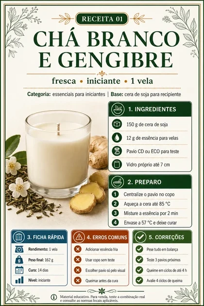 Ficha real da receita Chá Branco e Gengibre