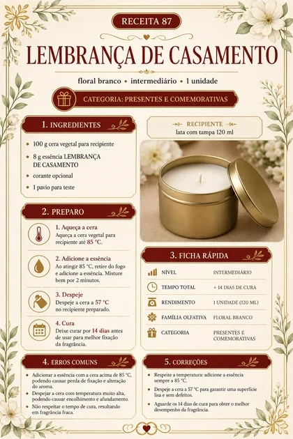 Ficha real da receita Lembrança de Casamento