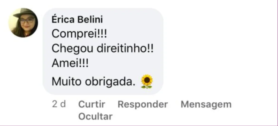 Depoimento de cliente sobre o material