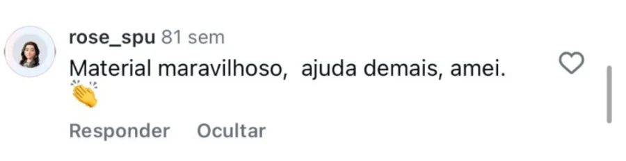 Depoimento de cliente sobre o material