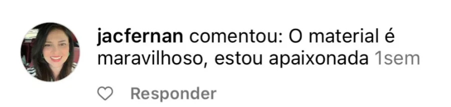 Depoimento de cliente sobre o material
