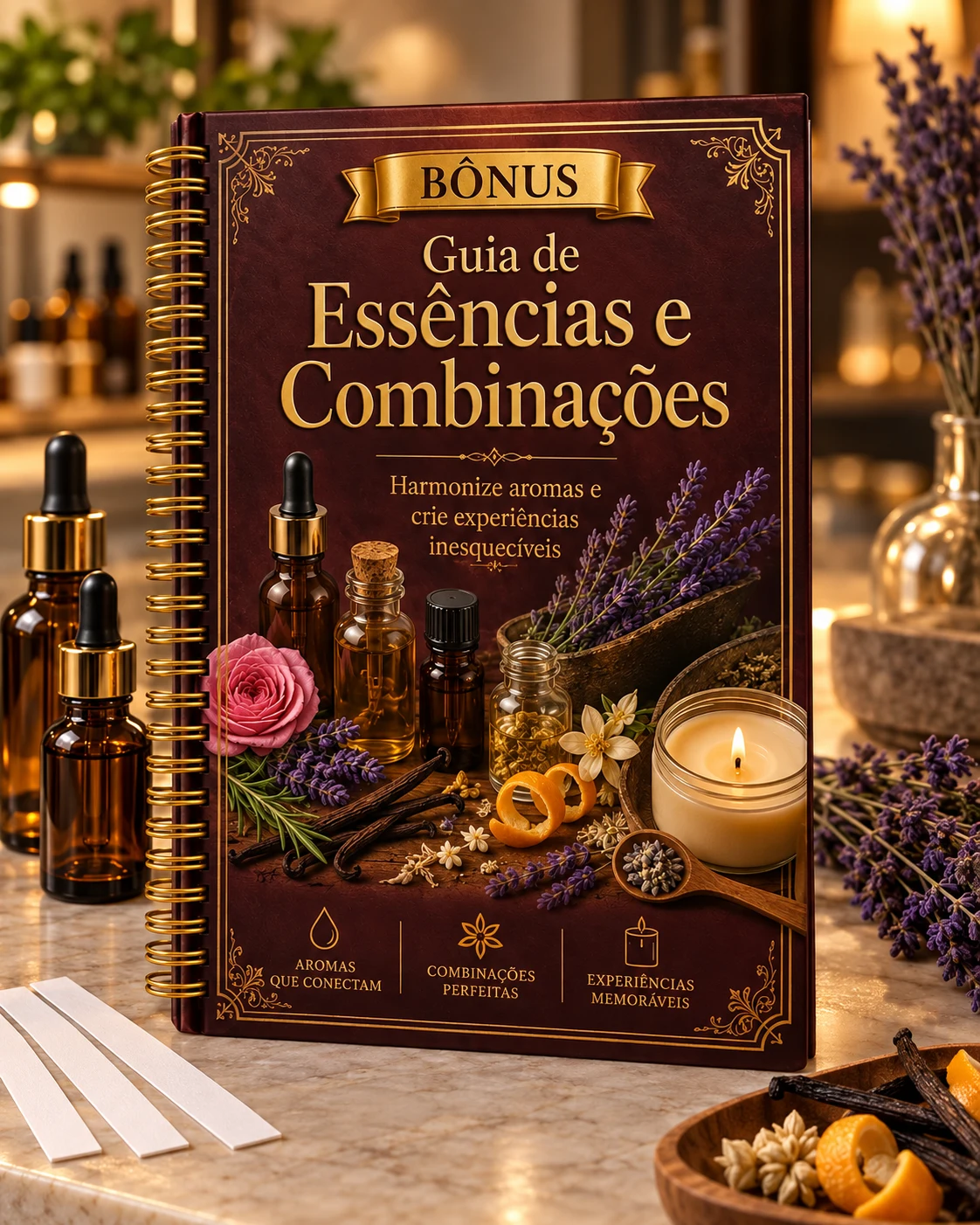 Mockup do Guia de Essências e Combinações